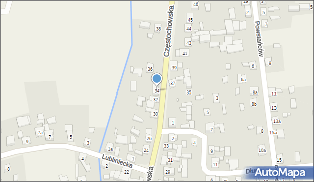 Kamienica, Częstochowska, 34, mapa Kamienica