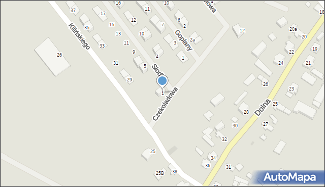 Kargowa, Czekoladowa, 1, mapa Kargowa