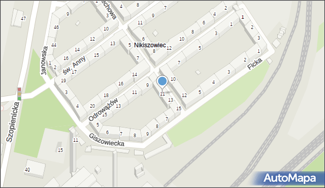 Katowice, Czechowa Antoniego, 11, mapa Katowic