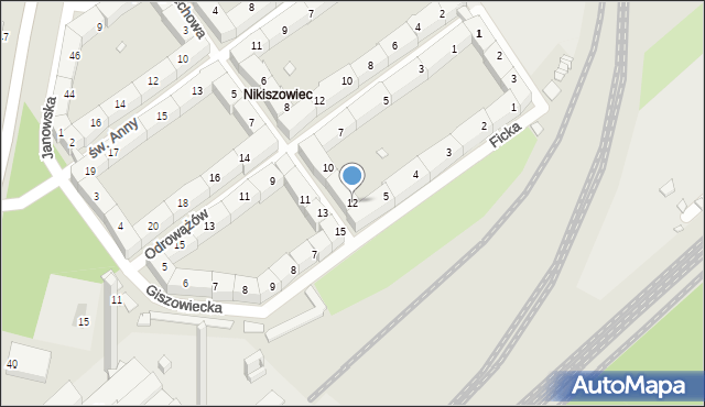 Katowice, Czechowa Antoniego, 12, mapa Katowic