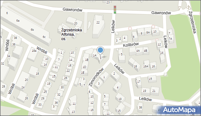 Katowice, Czajek, 1, mapa Katowic