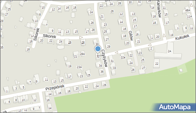 Katowice, Czyżyków, 32, mapa Katowic