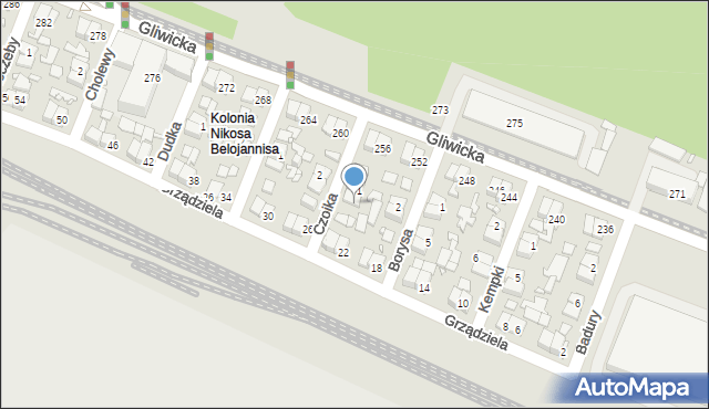 Katowice, Czoika Leopolda, 3, mapa Katowic