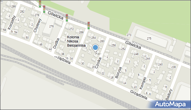 Katowice, Czoika Leopolda, 4, mapa Katowic