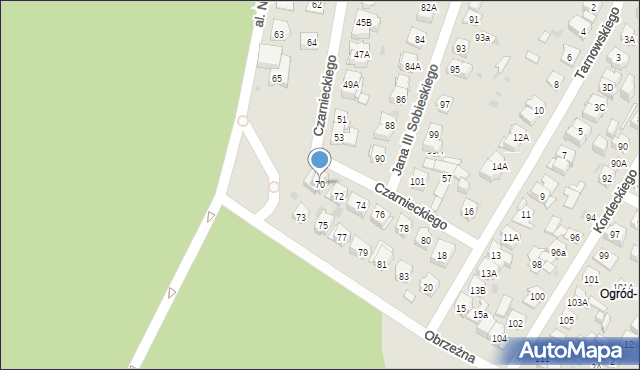 Kielce, Czarnieckiego Stefana, hetm., 70, mapa Kielc
