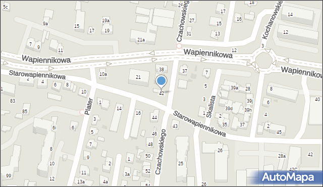 Kielce, Czachowskiego Dionizego, płk., 42, mapa Kielc