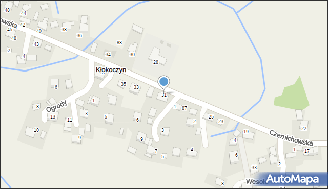 Kłokoczyn, Czernichowska, 31, mapa Kłokoczyn