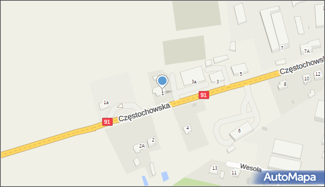 Kłomnice, Częstochowska, 1, mapa Kłomnice