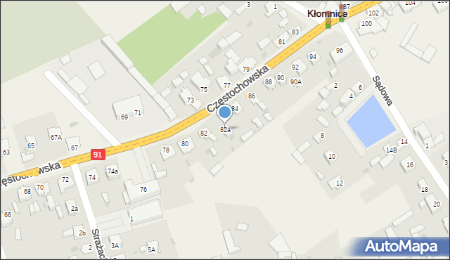 Kłomnice, Częstochowska, 82a, mapa Kłomnice