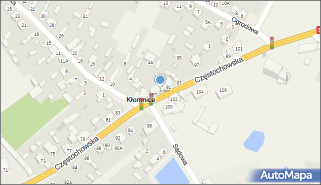 Kłomnice, Częstochowska, 89, mapa Kłomnice