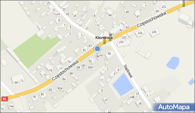 Kłomnice, Częstochowska, 94, mapa Kłomnice