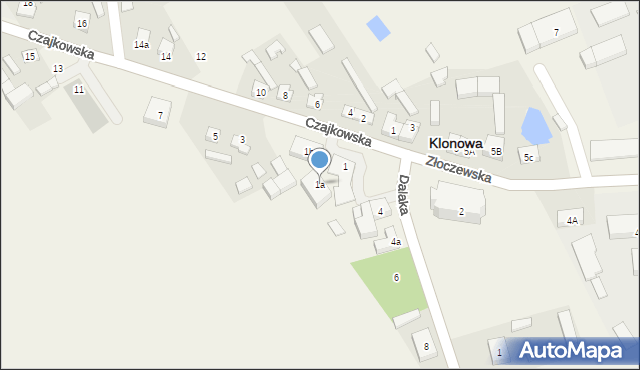 Klonowa, Czajkowska, 1a, mapa Klonowa