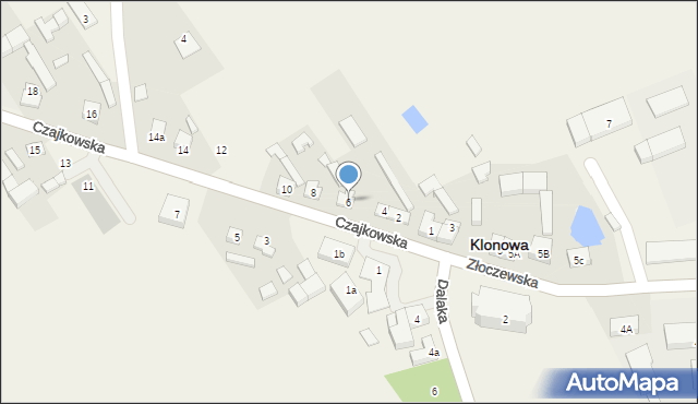 Klonowa, Czajkowska, 6, mapa Klonowa