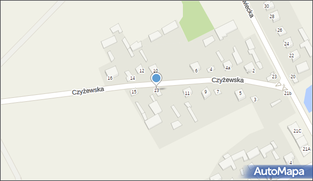 Klukowo, Czyżewska, 13, mapa Klukowo