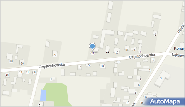 Konary, Częstochowska, 14, mapa Konary