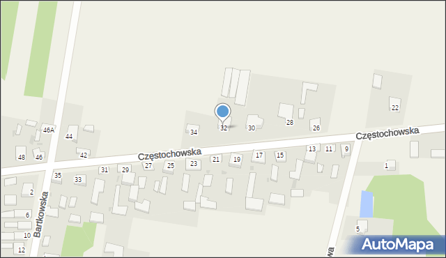 Konary, Częstochowska, 32, mapa Konary