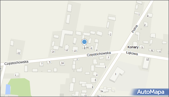 Konary, Częstochowska, 8, mapa Konary