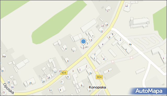 Konopiska, Częstochowska, 1, mapa Konopiska