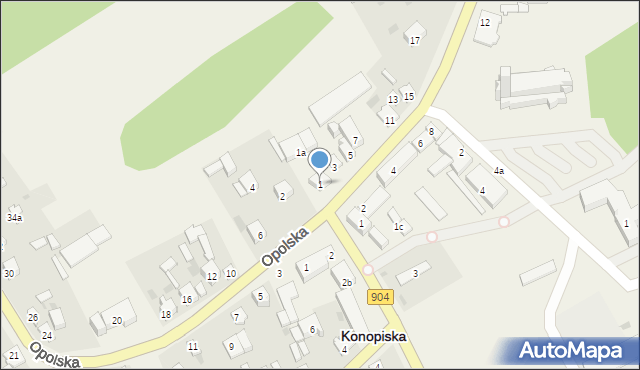 Konopiska, Częstochowska, 1, mapa Konopiska