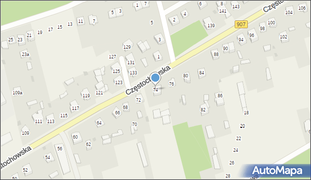 Konopiska, Częstochowska, 74, mapa Konopiska