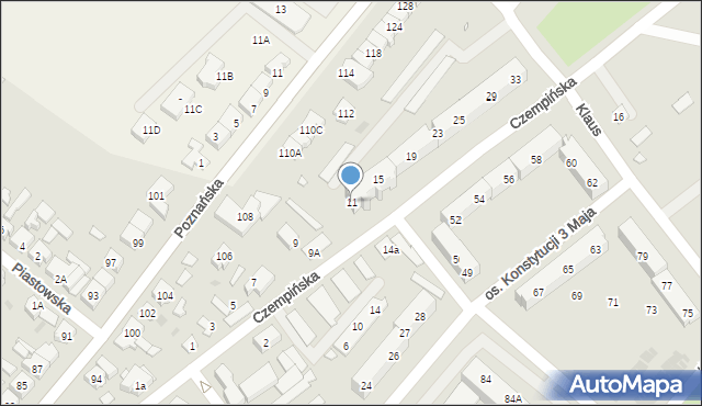 Kościan, Czempińska, 11, mapa Kościan