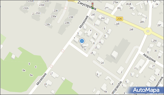 Koszalin, Czereśniowa, 3, mapa Koszalina