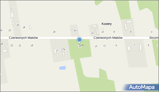 Kozery Nowe, Czerwonych Maków, 15, mapa Kozery Nowe