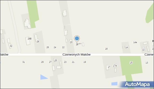 Kozery Nowe, Czerwonych Maków, 18, mapa Kozery Nowe