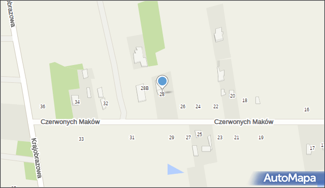 Kozery Nowe, Czerwonych Maków, 28, mapa Kozery Nowe