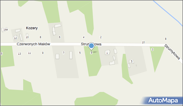 Kozery Nowe, Czerwonych Maków, 3, mapa Kozery Nowe