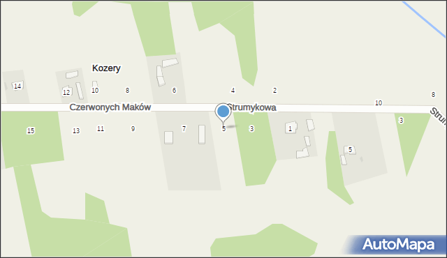 Kozery Nowe, Czerwonych Maków, 5, mapa Kozery Nowe