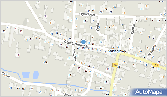 Koziegłowy, Częstochowska, 15, mapa Koziegłowy