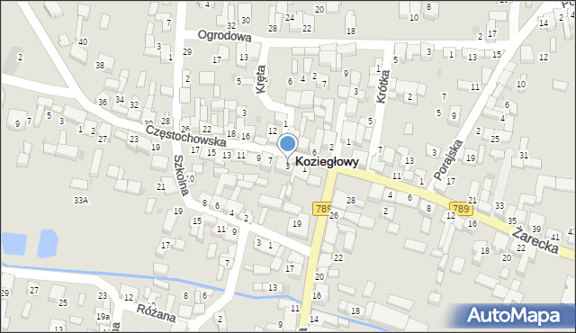 Koziegłowy, Częstochowska, 3, mapa Koziegłowy