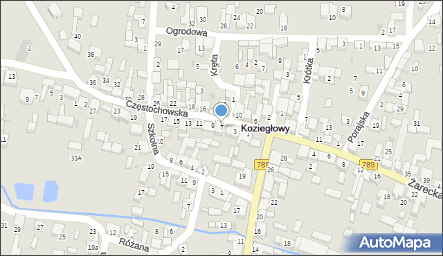 Koziegłowy, Częstochowska, 7, mapa Koziegłowy