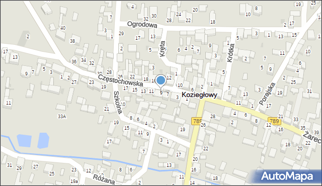 Koziegłowy, Częstochowska, 9, mapa Koziegłowy