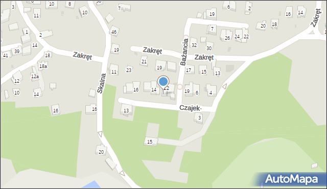 Kraków, Czajek, 12, mapa Krakowa