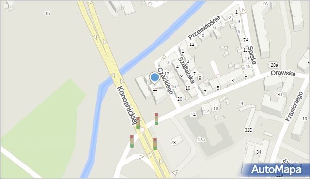 Kraków, Czackiego Tadeusza, 11, mapa Krakowa