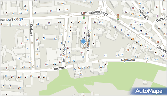 Kraków, Czarnieckiego Stefana, hetm., 12, mapa Krakowa