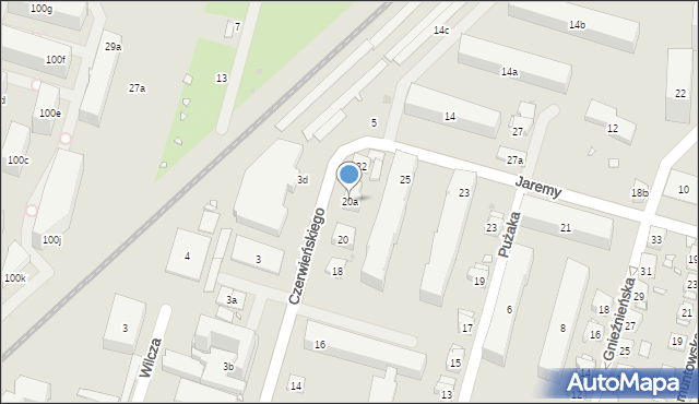 Kraków, Czerwieńskiego Bolesława, 20a, mapa Krakowa