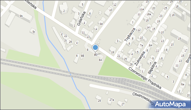 Kraków, Czerwonego Prądnika, 8D, mapa Krakowa