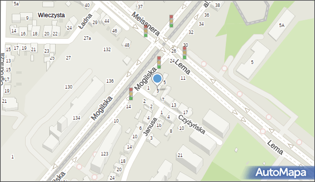 Kraków, Czyżyńska, 3, mapa Krakowa