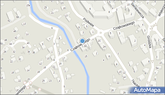 Krosno, Czajkowskiego Feliksa, 13, mapa Krosna