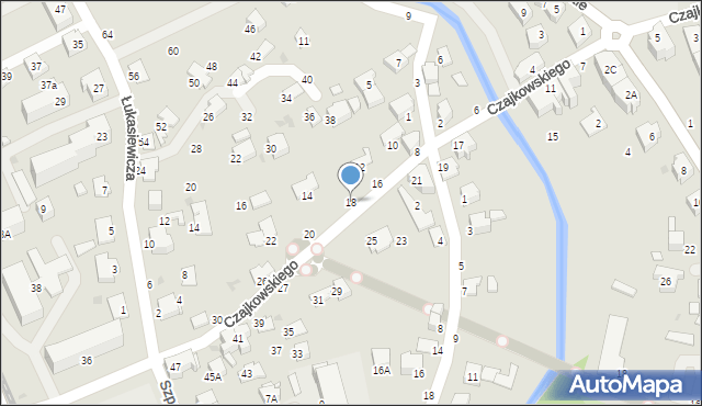 Krosno, Czajkowskiego Feliksa, 18, mapa Krosna