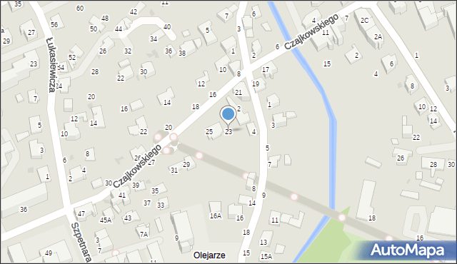 Krosno, Czajkowskiego Feliksa, 23, mapa Krosna