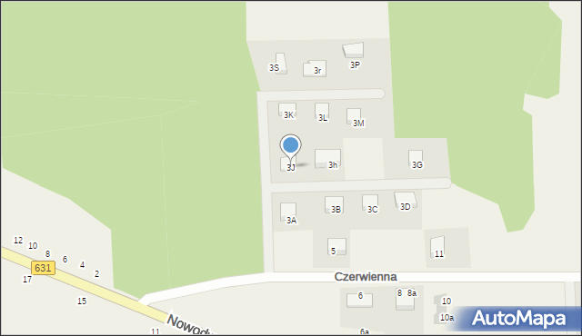 Krubin, Czerwienna, 3J, mapa Krubin