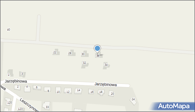 Kruszyn, Czeremchowa, 36, mapa Kruszyn