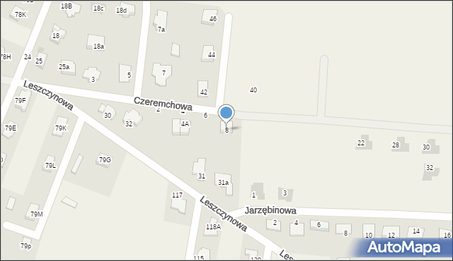 Kruszyn, Czeremchowa, 8, mapa Kruszyn