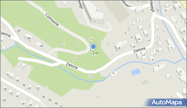 Krynica-Zdrój, Czerwona, 6, mapa Krynica-Zdrój