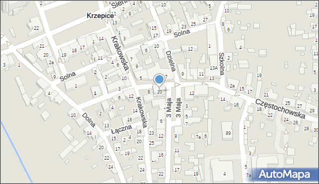 Krzepice, Częstochowska, 10, mapa Krzepice