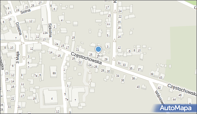 Krzepice, Częstochowska, 27, mapa Krzepice